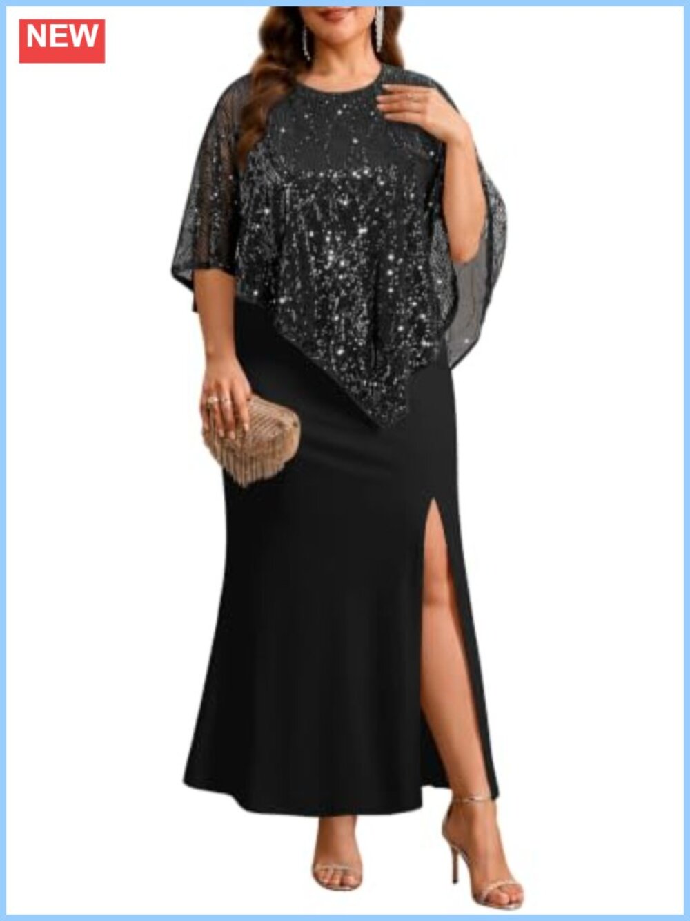 Plus Size Sequin Mermaid Formal Evening Wedding Guest Dress